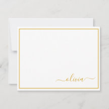 Guld White Modern Script Girly Monogram Namn