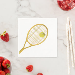 Guld & White Modern Tennis Boll Racket Pappersservett