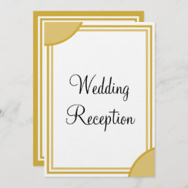 Guld White Monogram bröllopsmottagning Inbjudningar