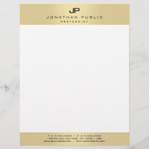 Guld White Monogram Modern Template Personlig Brevhuvud