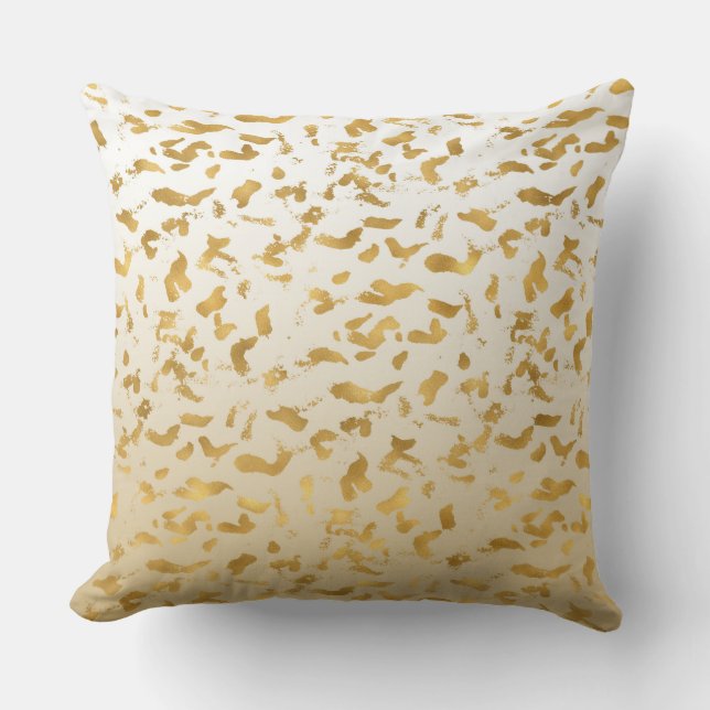 Guld White Ombre Animal Print Kudde (Framsida)