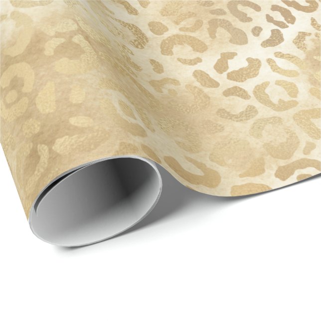 Guld White Ombre Leopard Presentpapper (Rullad Hörn)
