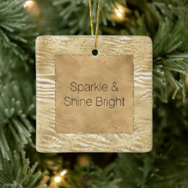 Guld White Ombre Zebra Confetti Sparkles Julgransprydnad Keramik