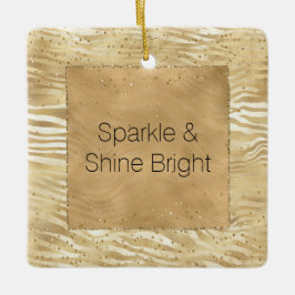 Guld White Ombre Zebra Confetti Sparkles    Julgransprydnad Keramik
