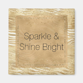 Guld White Ombre Zebra Confetti Sparkles Magnet