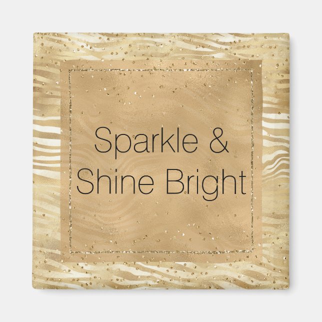 Guld White Ombre Zebra Confetti Sparkles Magnet (Framsidan)