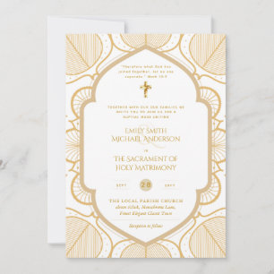 Guld White Ornate Catholical Nuptial Mass Bröllop Inbjudningar