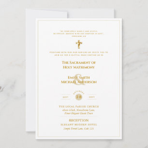 Guld White Ornate Catholical Nuptial Mass Bröllop Inbjudningar