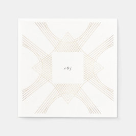 Guld White Oval Geometric Art Deco Gatsby Bröllop Pappersservett