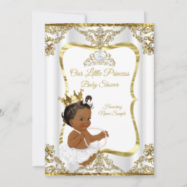 Guld White Pearl Princess Baby Shower Ethnic Inbjudningar
