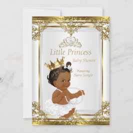 Guld White Pearl Princess Baby Shower Ethnic Inbjudningar