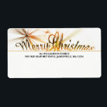 Guld & White Personlig - juletikett Fraktsedel<br><div class="desc">God jul som är skrivet i finare guld är i centrum för denna stora helgdag-skeppningsetikett. Väntande stjärnor ligger bakom det. Ditt namn och adress ligger strax under i eleganten. Toppen som är lätt att anpassa med din egen information.</div>
