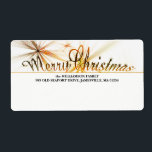 Guld & White Personlig - juletikett Fraktsedel<br><div class="desc">God jul som är skrivet i finare guld är i centrum för denna stora helgdag-skeppningsetikett. Väntande stjärnor ligger bakom det. Ditt namn och adress ligger strax under i eleganten. Toppen som är lätt att anpassa med din egen information.</div>
