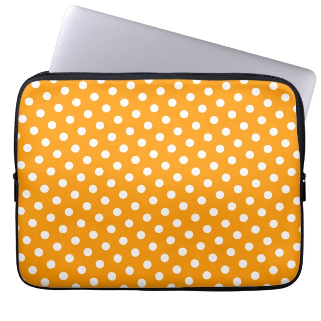 Guld & White Polka Dot Laptop sleeve (Framsidan)
