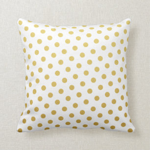 Guld & White Polka Dot Mönster Dekorativ kudde
