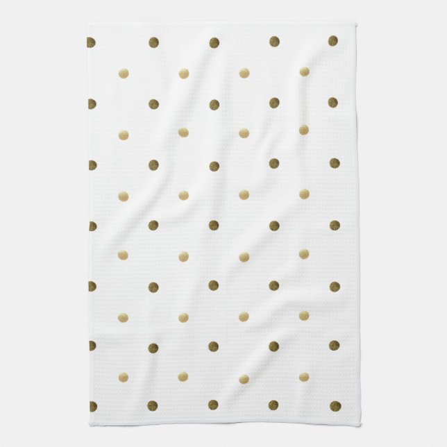 Guld White Polka dots Golden Dots Elegant Design Kökshandduk (Vertikal)