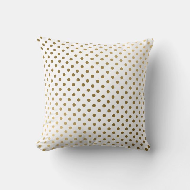 Guld & White Polka dots Modern Geometric Mönster Kudde (Framsida)