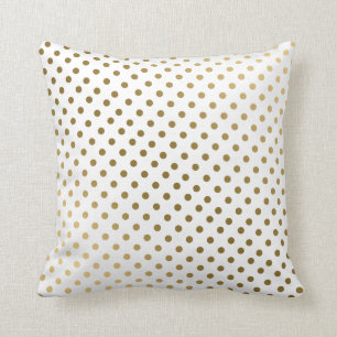Guld & White Polka dots Modern Geometric Mönster Kudde