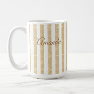 Guld & White Rand Elegant Kaffemugg
