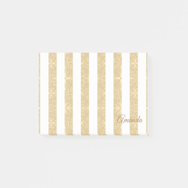 Guld & White Rand Elegant Post-it Block (Framsida)