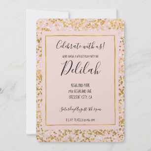 Guld White Rosa Confetti Inbjudningar