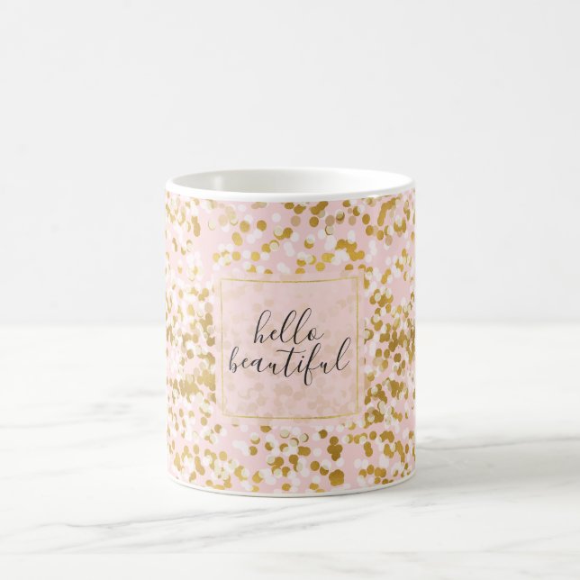 Guld White Rosa Confetti Kaffemugg (Center)
