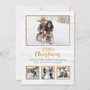 Guld White Rustic Wood-fotojul