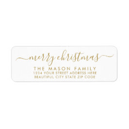 Guld White Script-adressetikett för julretur Returadress Etikett