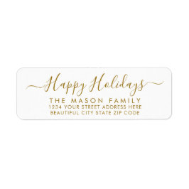 Guld White Script-adressetikett för julretur Returadress Etikett
