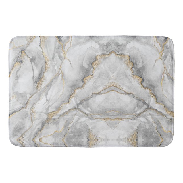 Guld White Silver Marble Söt Badrumsmatta (Framsidan)