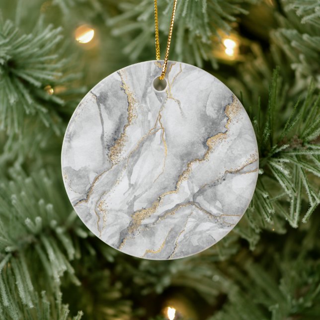 Guld White Silver Marble Söt Julgransprydnad Keramik (Träd)