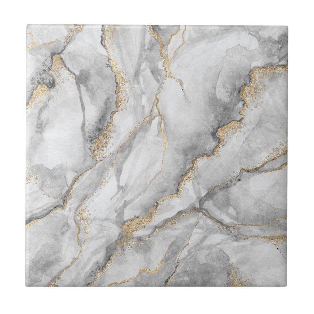 Guld White Silver Marble Söt Kakelplatta (Framsidan)