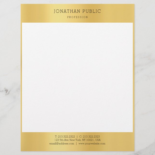 Guld White Simple Modern Professionell Template Brevhuvud (Framsida)