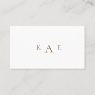 Guld & White Simple Monogram Affärskort Visitkort