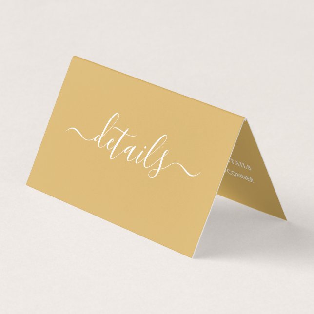 Guld & White Simple Script med Photo Detail Card Visitkort (Framsida)