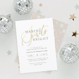 Guld & White Skapar Spirits Bright jul Party Inbjudningar
