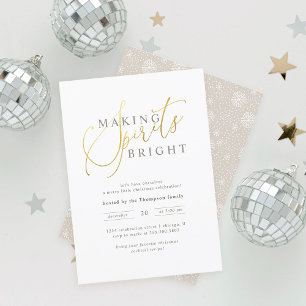 Guld & White Skapar Spirits Bright jul Party Inbjudningar