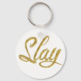 Guld & White Slay Nyckelring
