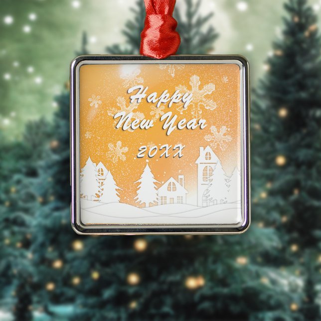 Guld White Snö House God jul Julgransprydnad Metall (Skapare uppladdad)