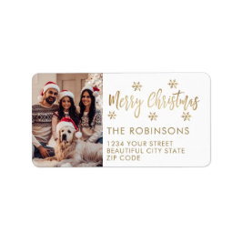 Guld White Snowflake-Returadressen Adressetikett