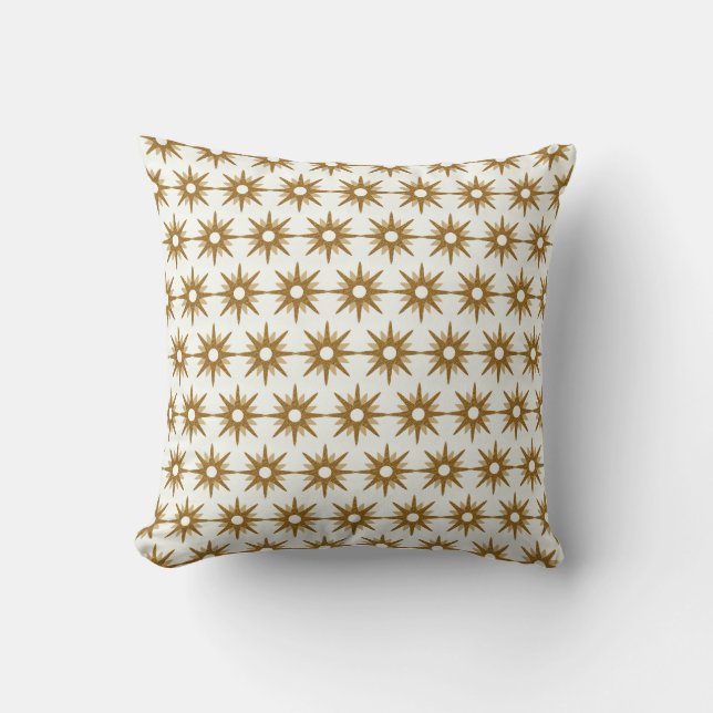 Guld & White Starburst Mönster Kudde (Framsida)