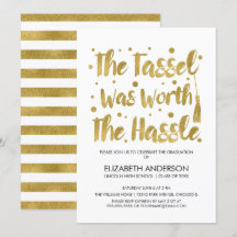 Guld & White Tassel Studenten Card