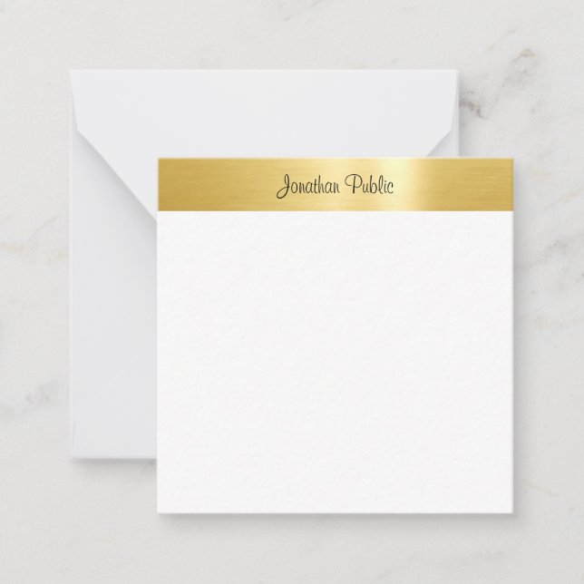 Guld White Template Calligraphed Script Namn Anteckningskort (Framsida)
