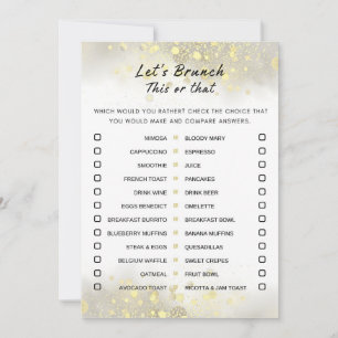 Guld White this eller Brunch Party Game Inbjudningar
