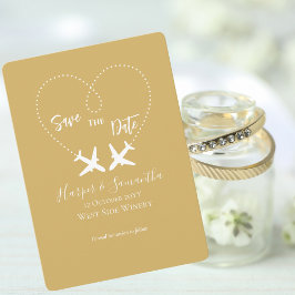 Guld White, Travel, Elegant bröllop Save Date