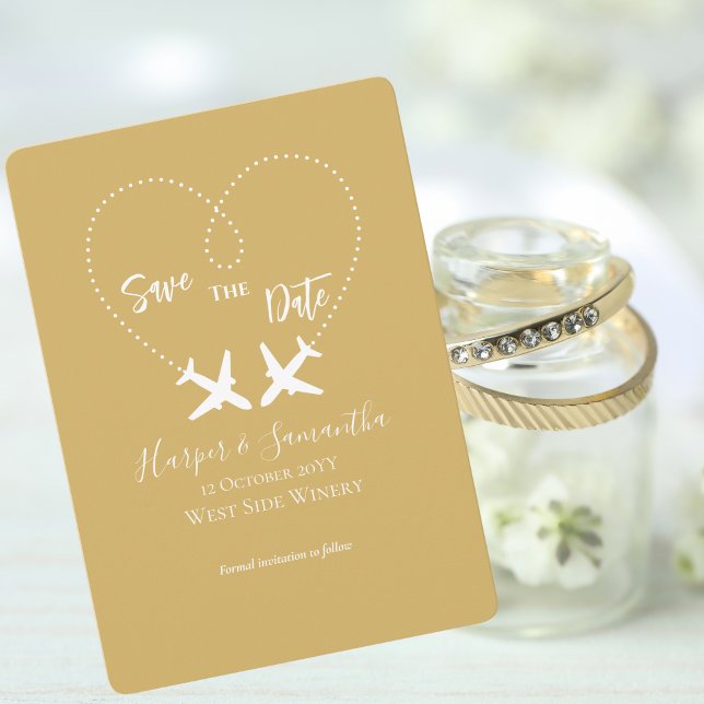 Guld White, Travel, Elegant bröllop Save Date (Skapare uppladdad)