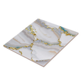Guld White Trendig Marble Agate Collection Kakelplatta