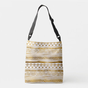 Guld & White Tribal Mönster Crossbody Bag Axelväska