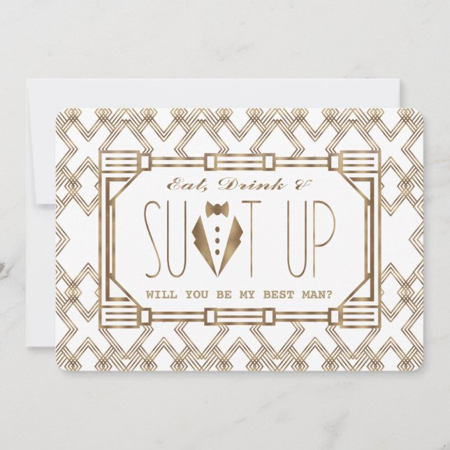 Guld & White Underbar Gatsby KOMMER ATT DU ÄR MIN  Inbjudningar (Framsida)