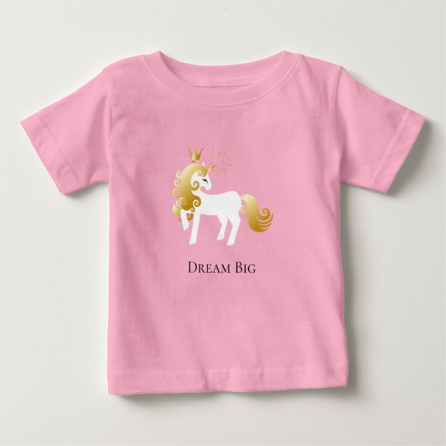 Guld White Unicorn Dream T Shirt (Framsida)